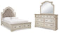 Realyn  Upholstered Bed With Mirrored Dresser