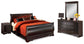 Huey Vineyard  Sleigh Bed With Mirrored Dresser And Nightstand