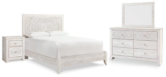 Paxberry  Panel Bed With Mirrored Dresser And Nightstand