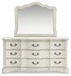 Arlendyne California  Upholstered Bed With Mirrored Dresser And Chest