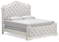 Arlendyne California  Upholstered Bed With Mirrored Dresser And Chest