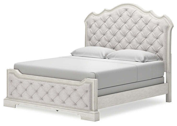 Arlendyne California  Upholstered Bed With Mirrored Dresser And Chest