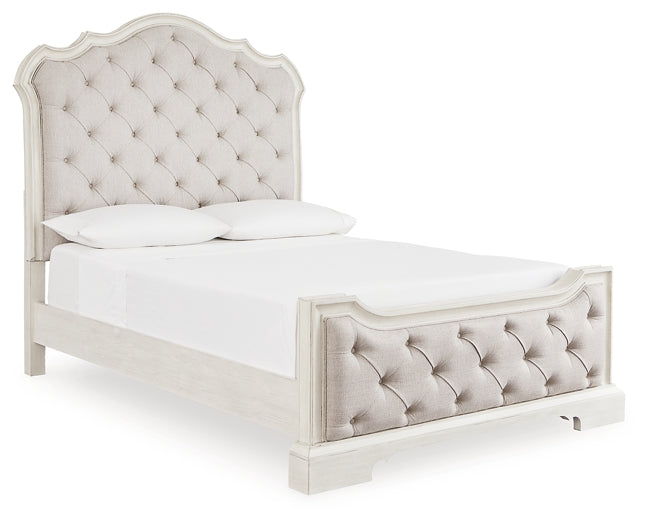 Arlendyne  Upholstered Bed With Mirrored Dresser And Chest