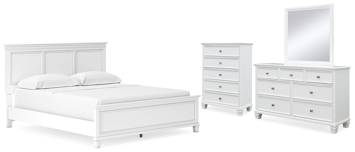 Fortman California  Panel Bed With Mirrored Dresser And Chest