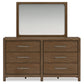 Cabalynn California  Upholstered Bed With Mirrored Dresser, Chest And Nightstand
