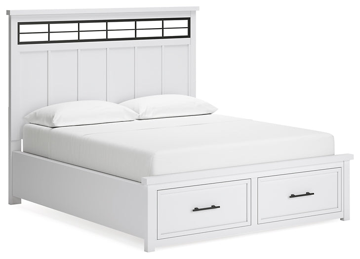 Ashbryn California  Panel Storage Bed With Mirrored Dresser, Chest And Nightstand
