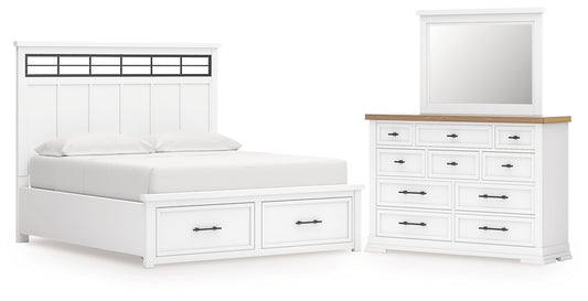 Ashbryn California  Panel Storage Bed With Mirrored Dresser