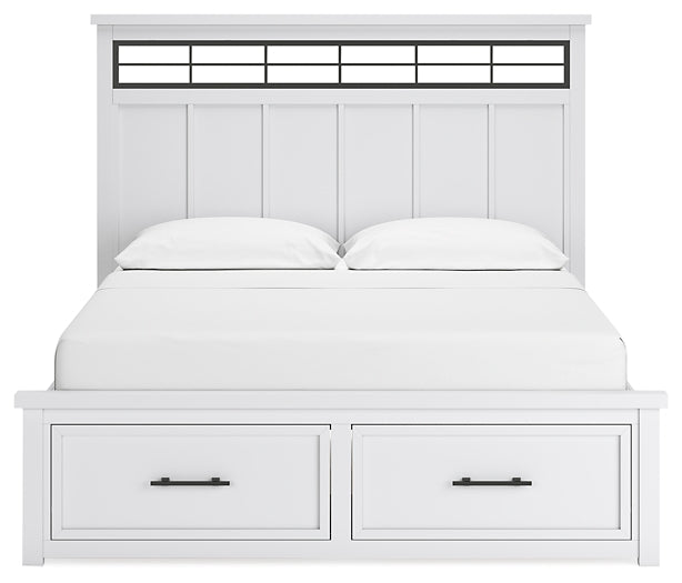 Ashbryn California  Panel Storage Bed With Mirrored Dresser And Nightstand