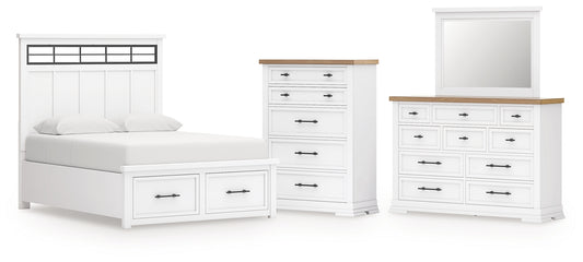 Ashbryn  Panel Storage Bed With Mirrored Dresser And Chest