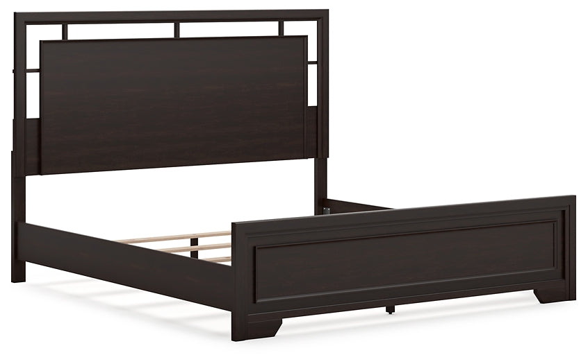 Covetown  Panel Bed With Mirrored Dresser And Chest
