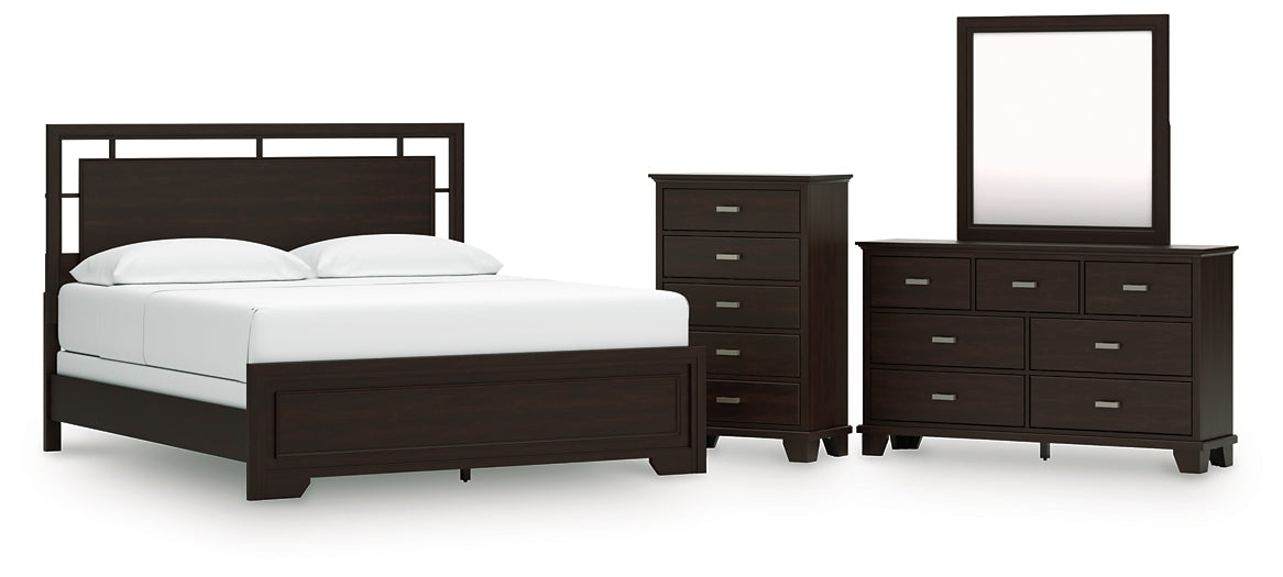 Covetown California  Panel Bed With Mirrored Dresser And Chest