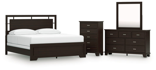 Covetown California  Panel Bed With Mirrored Dresser And Chest