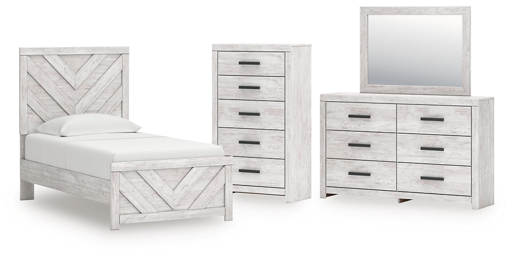 Cayboni  Panel Bed With Mirrored Dresser And Chest