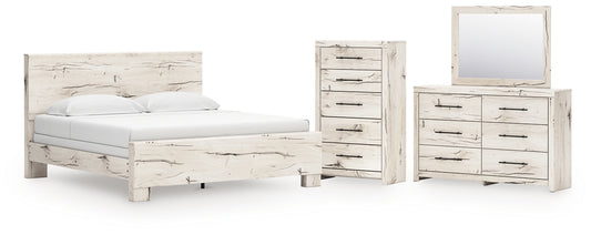 Lawroy  Panel Bed With Mirrored Dresser And Chest