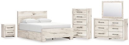 Lawroy  Panel Bed With Storage, Dresser, Mirror, Chest And Nightstand
