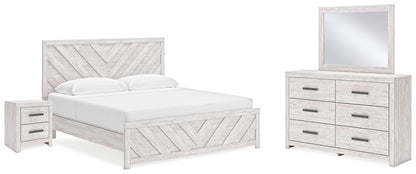 Cayboni  Panel Bed With Mirrored Dresser And Nightstand