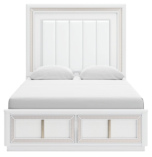 Chalanna  Upholstered Storage Bed With Mirrored Dresser, Chest And Nightstand