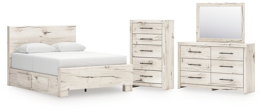 Lawroy  Panel Bed With Mirrored Dresser And Chest