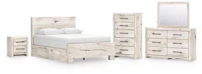 Lawroy  Panel Bed With Storage, Dresser, Mirror, Chest And Nightstand