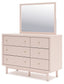 Wistenpine  Upholstered Panel Headboard With Mirrored Dresser, Chest And Nightstand