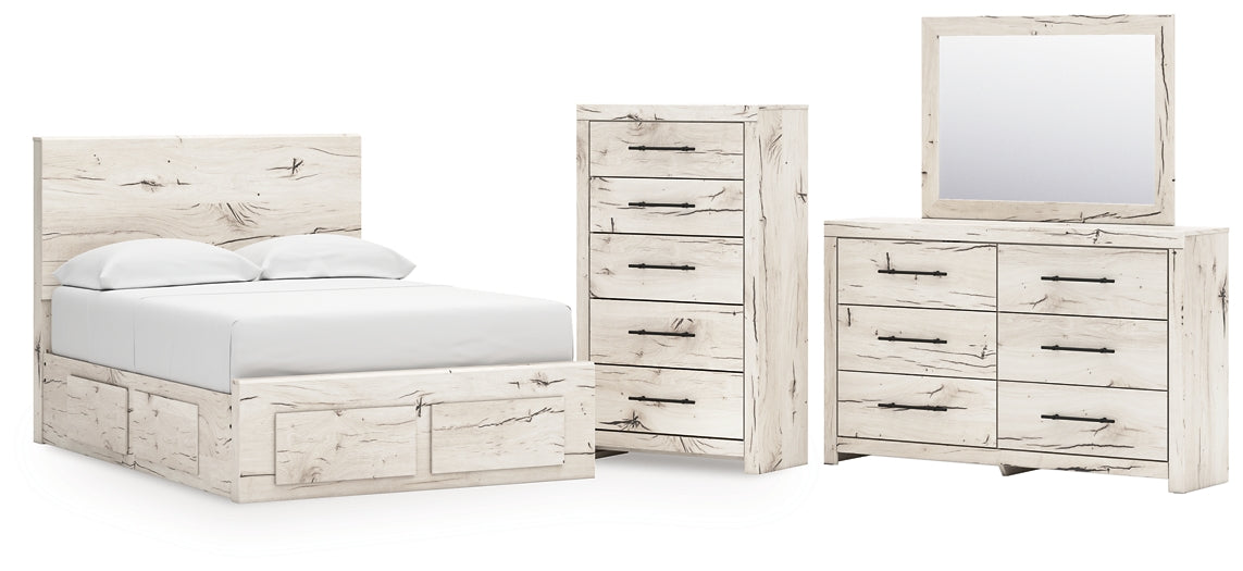 Lawroy  Panel Storage Bed With Mirrored Dresser And Chest