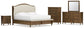 Sturlayne  Upholstered Panel Bed With Mirrored Dresser, Chest And Nightstand