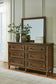 Sturlayne California  Upholstered Panel Bed With Mirrored Dresser, Chest And Nightstand