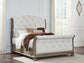 Ardenfield  Upholstered Sleigh Bed With Mirrored Dresser And Chest