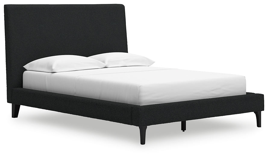 Cadmori  Upholstered Bed With Mirrored Dresser