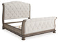 Ardenfield  Upholstered Sleigh Bed With Mirrored Dresser And Chest