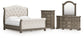 Ardenfield  Upholstered Sleigh Bed With Mirrored Dresser And Chest