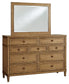 Sharlance California  Upholstered Panel Bed With Mirrored Dresser
