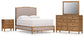 Sharlance  Upholstered Panel Bed With Mirrored Dresser And Nightstand