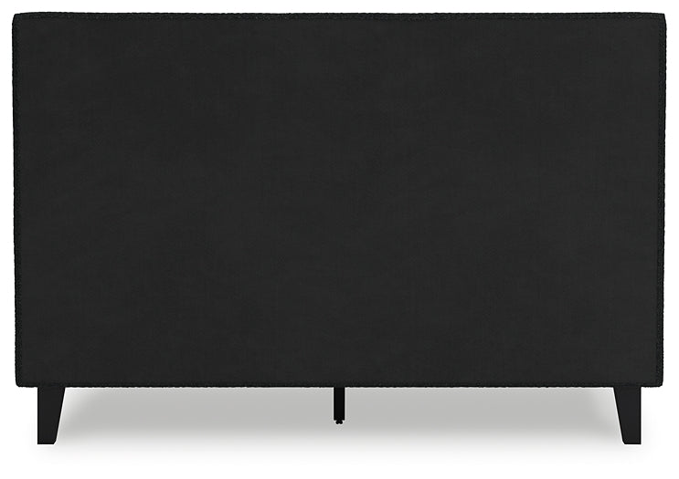 Cadmori  Upholstered Bed With Mirrored Dresser And Chest