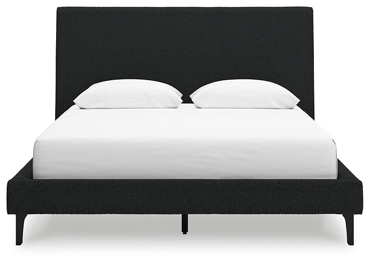 Cadmori  Upholstered Bed With Mirrored Dresser, Chest And Nightstand