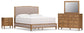 Sharlance California  Upholstered Panel Bed With Mirrored Dresser And Nightstand