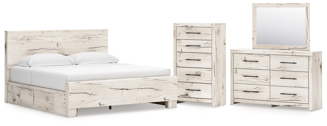 Lawroy  Panel Bed With Mirrored Dresser And Chest