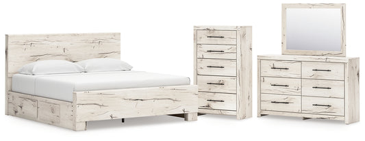 Lawroy  Panel Bed With Mirrored Dresser And Chest