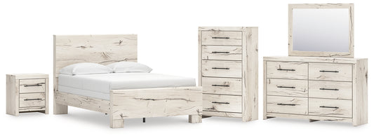 Lawroy  Panel Bed With Mirrored Dresser, Chest And Nightstand