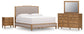 Sharlance  Upholstered Panel Bed With Mirrored Dresser And Nightstand