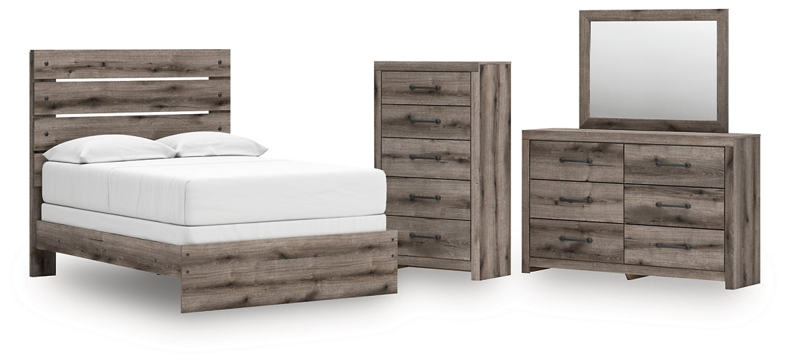 Graystorm  Panel Bed With Mirrored Dresser And Chest