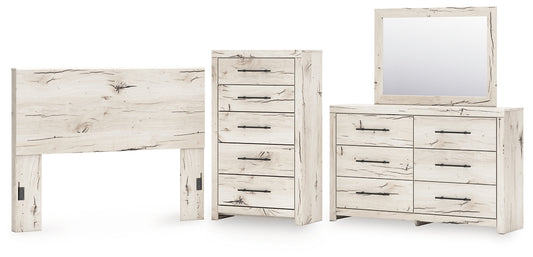 Lawroy  Panel Headboard With Mirrored Dresser And Chest
