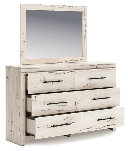 Lawroy  Panel Headboard With Mirrored Dresser, Chest And Nightstand