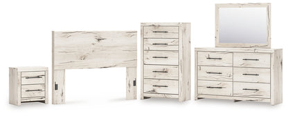 Lawroy  Panel Headboard With Mirrored Dresser, Chest And Nightstand