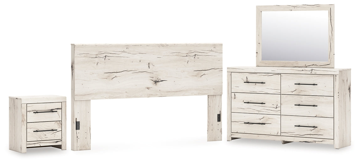 Lawroy  Panel Headboard With Mirrored Dresser And Nightstand