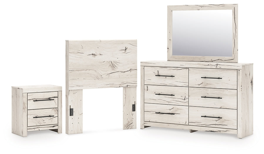 Lawroy  Panel Headboard With Mirrored Dresser And Nightstand
