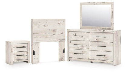 Lawroy  Panel Headboard With Mirrored Dresser And Nightstand