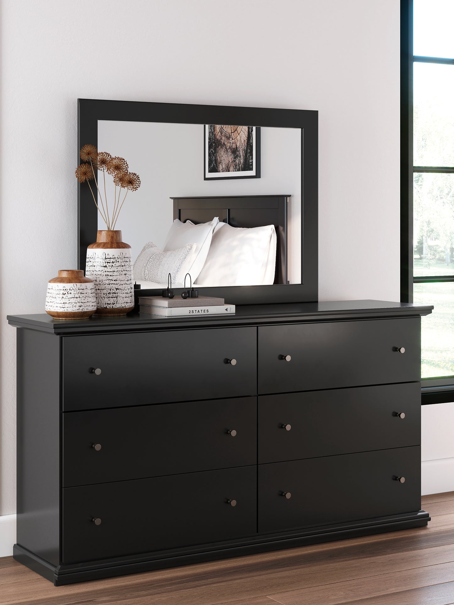 Maribel  Panel Bed With Mirrored Dresser And Chest