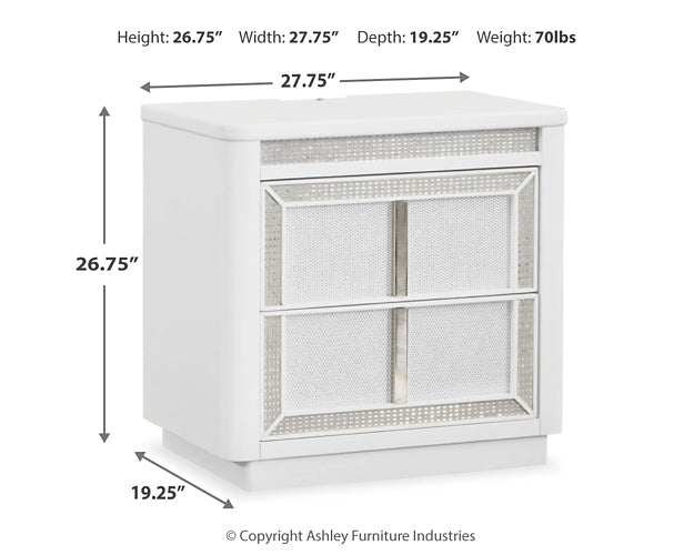Chalanna California  Upholstered Storage Bed With Mirrored Dresser And Nightstand