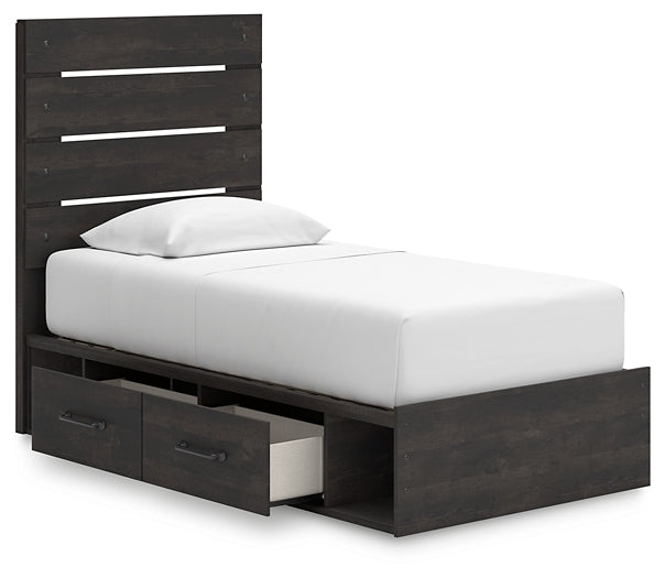 Hollivern  Panel Bed With Storage With Mirrored Dresser And Nightstand